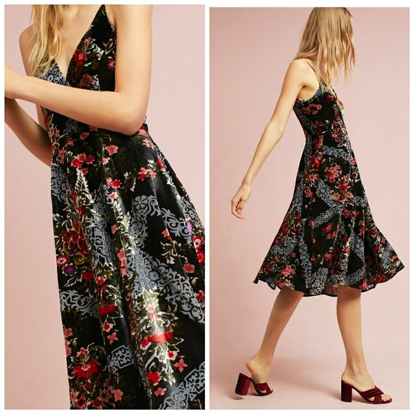 NWT, Anthropologie Eri + Ali Velvet Slip Dress - Picture 4 of 5